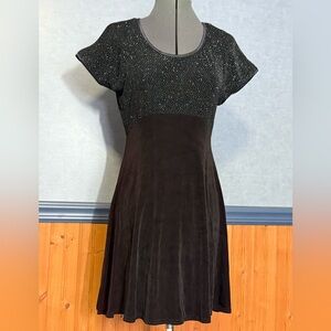 Chic Black Midi Dress with Sparkling Detail